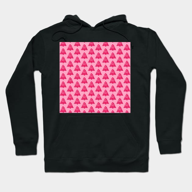 Christmas Tree Pattern Monochromatic Pink Hoodie by williamcuccio